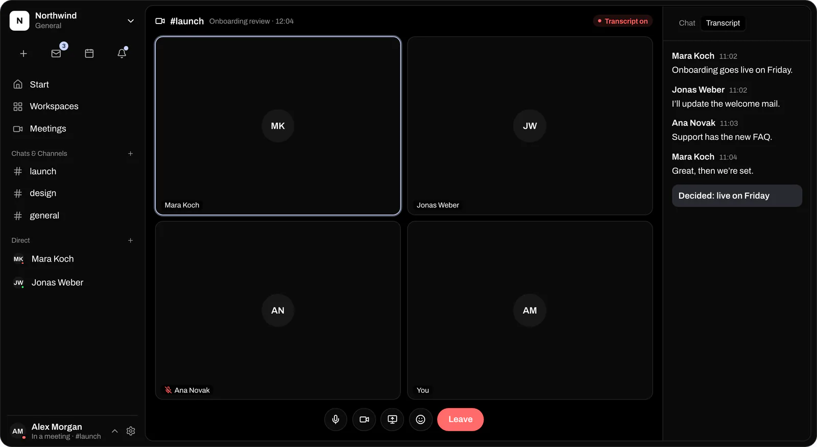 Die App loop in, gezeigt mit Demodaten: Raum