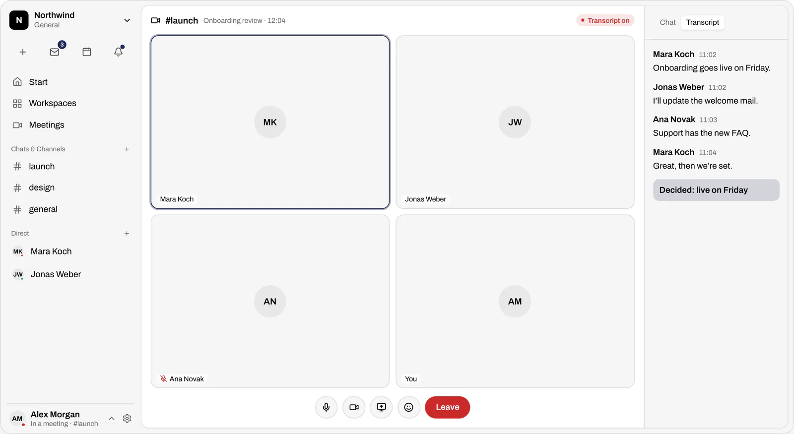 Die App loop in, gezeigt mit Demodaten: Raum